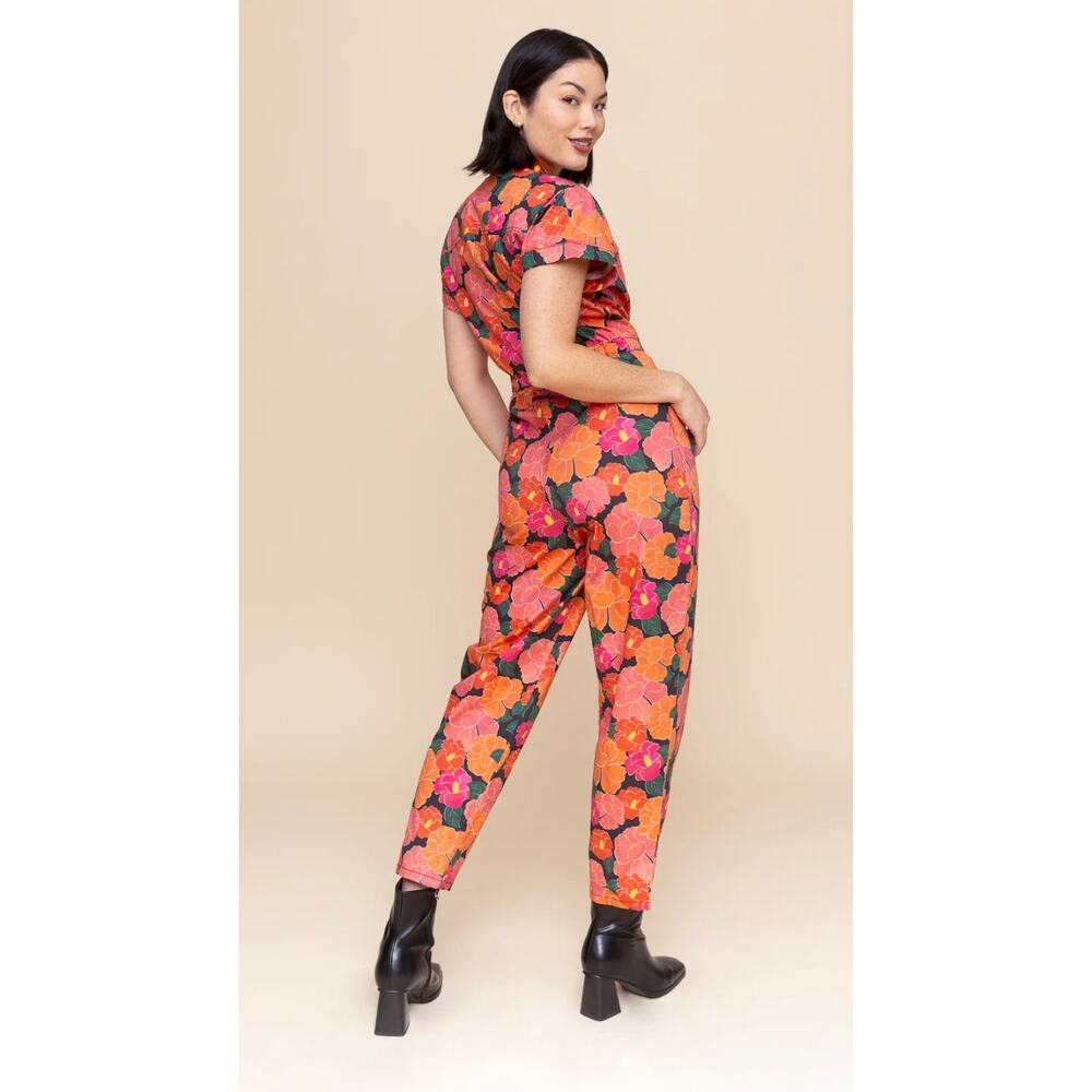 Mixed by Nasrin Ruby Jumpsuit TS Tall Small EUC Cotton Stretch Red Floral - Picture 7 of 9